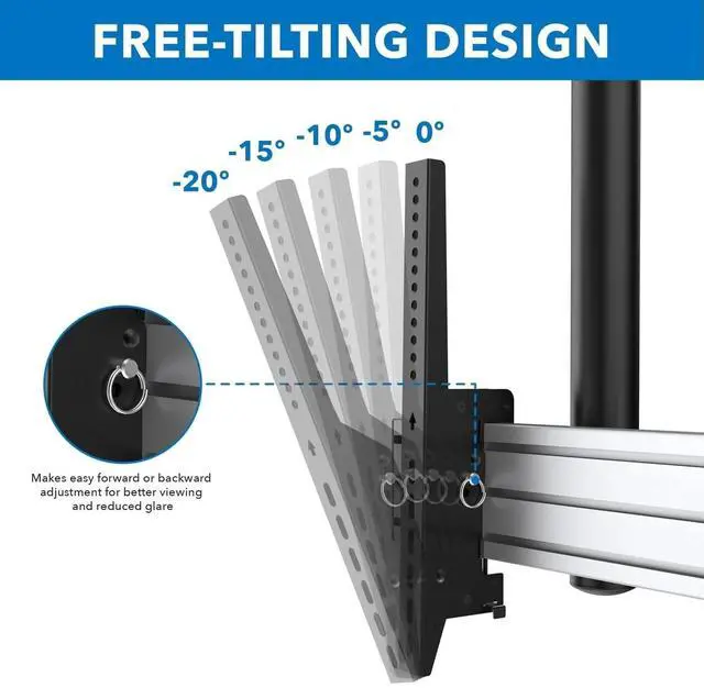 Alt view image 7 of 7 - Mount-It! Digital Signage Ceiling Mount for Two Screens | Ceiling Mount | Fits 43" to 55" Screen Size TVs | Anti-Theft