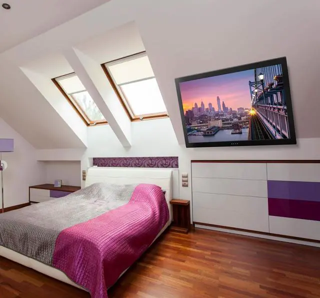 Alt view image 4 of 7 - Mount-It! Motorized Ceiling TV Mount With Remote| Fits 32" to 55" TVs