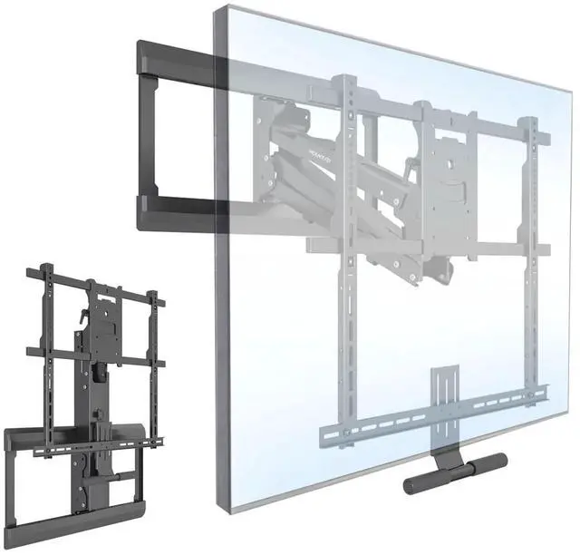 Alt view image 4 of 7 - Mount-It! Pull Down TV Mount | Fits 42"-65" TVs | Fireplace Installation