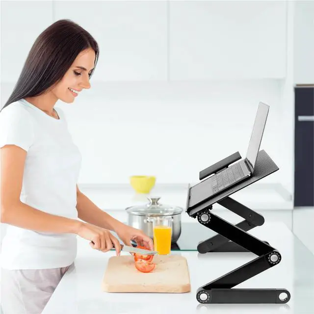 Alt view image 2 of 7 - Mount-It! Adjustable Laptop Stand with Built-In Cooling Fan | Compatible with most laptops up to 30 lbs.