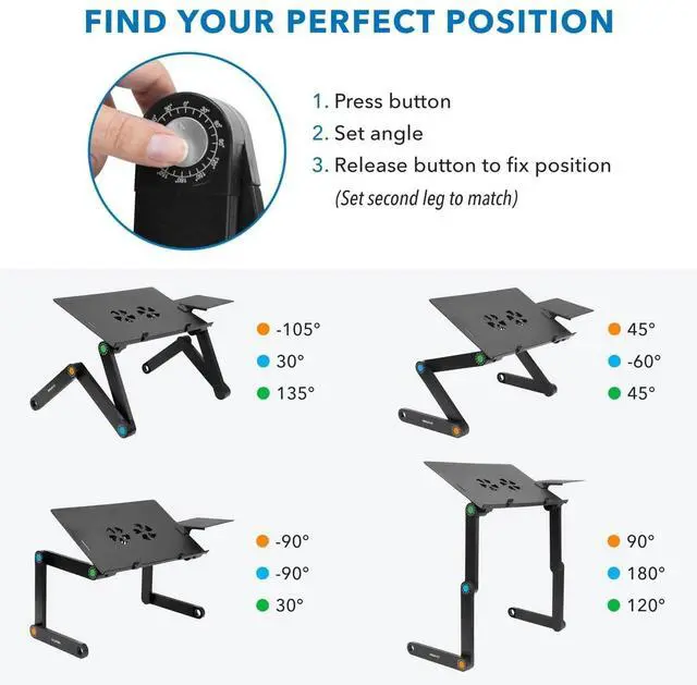 Alt view image 6 of 7 - Mount-It! Adjustable Laptop Stand with Built-In Cooling Fan | Compatible with most laptops up to 30 lbs.