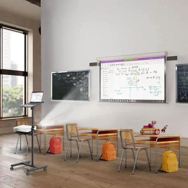 Alt view image 3 of 7 - Mount-It! Mobile Projector Stand | Rolling Height Adjustable Laptop and Projector Presentation Cart, Holds up to 88 lbs.