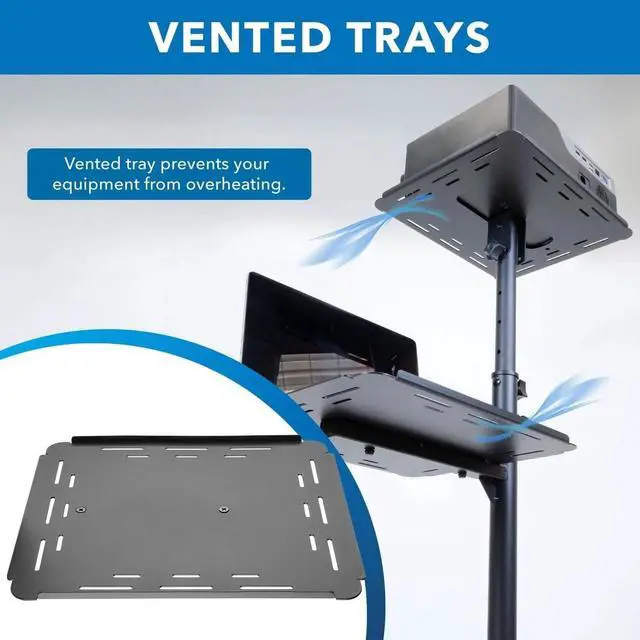 Alt view image 7 of 7 - Mount-It! Mobile Projector Stand | Rolling Height Adjustable Laptop and Projector Presentation Cart, Holds up to 88 lbs.