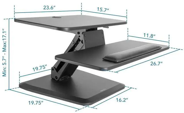 Alt view image 5 of 7 - Mount-It! Sit Stand Desk Converter | Ergonomic Height Adjustable Tabletop Standing Desk