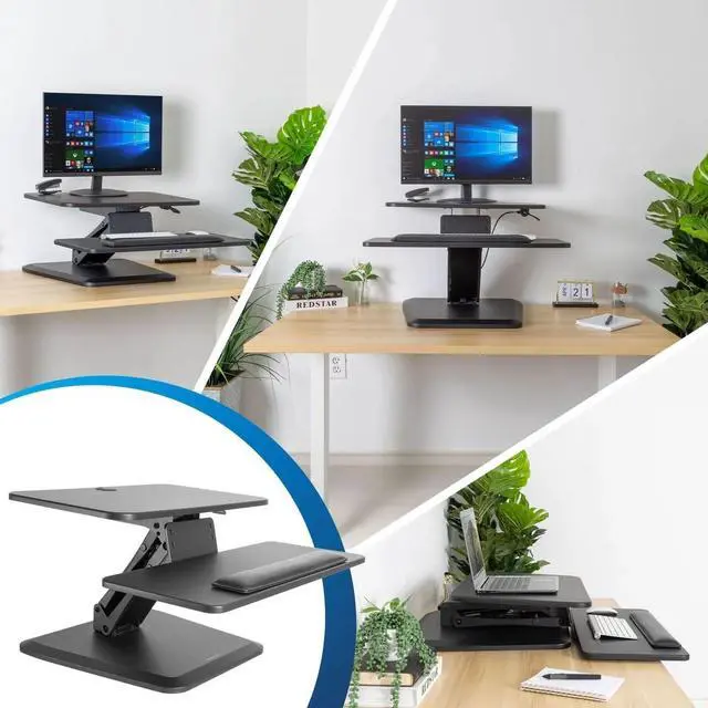 Alt view image 4 of 7 - Mount-It! Sit Stand Desk Converter | Ergonomic Height Adjustable Tabletop Standing Desk