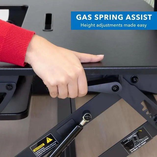 Alt view image 4 of 7 - Mount-It! Standing Desk Converter with Gas Spring Riser | Wide 36 Inch Sit Stand Workstation | Black