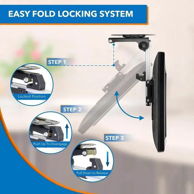 Alt view image 3 of 7 - Mount-It! Flip Down TV and Monitor Mount | Ceiling Kitchen Overhead and Under Cabinet Mount | Fits 19-37 Inch Screens