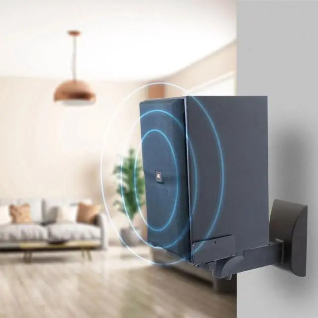 Alt view image 3 of 7 - Mount-It! Speaker Wall Mounts | Universal Side Clamping Bookshelf Speaker Mounting Brackets | 2 Mounts