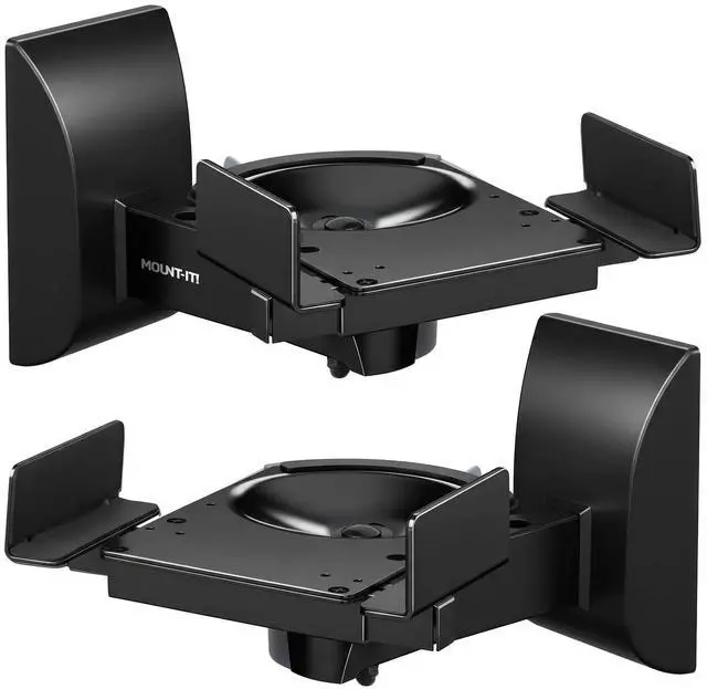 Main image of Mount-It! Speaker Wall Mounts | Universal Side Clamping Bookshelf Speaker Mounting Brackets | 2 Mounts