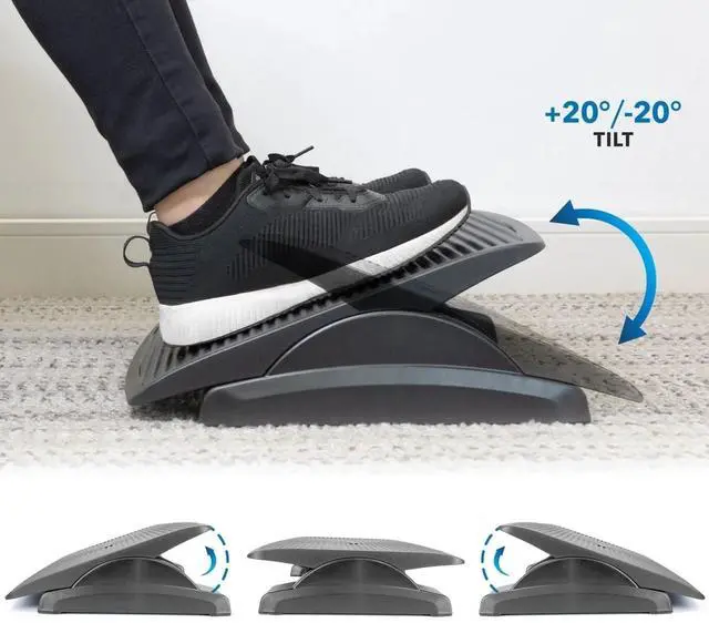 Alt view image 4 of 7 - Mount-It! Adjustable Ergonomic Foot Rest - Black