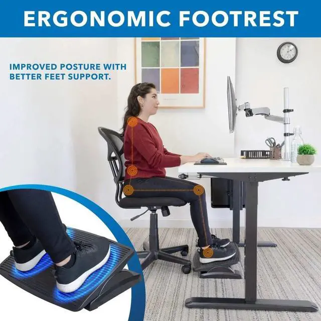 Alt view image 2 of 7 - Mount-It! Adjustable Ergonomic Foot Rest - Black