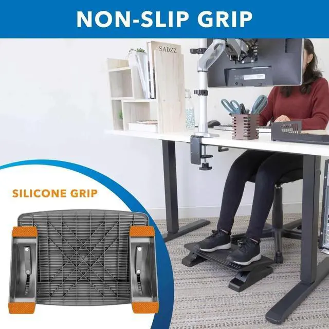 Alt view image 7 of 7 - Mount-It! Adjustable Ergonomic Foot Rest - Black