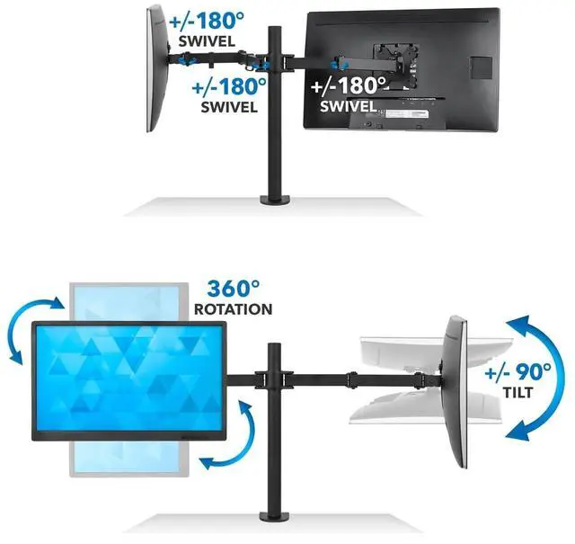 Alt view image 4 of 9 - Mount-It! Dual Monitor Desk Mount | Fits Up to 32" Screens | Full Motion Gaming VESA Mount