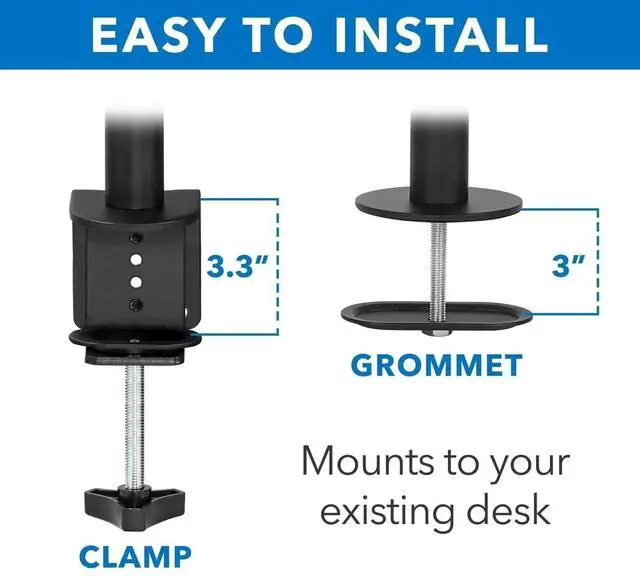 Alt view image 8 of 9 - Mount-It! Dual Monitor Desk Mount | Fits Up to 32" Screens | Full Motion Gaming VESA Mount