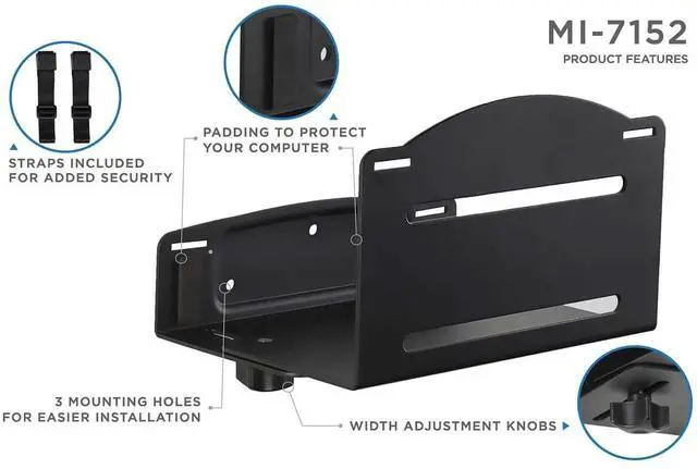Alt view image 6 of 6 - Mount-It! CPU Wall Mount Bracket | Desktop Computer Tower Holder | 22 Lbs Capacity