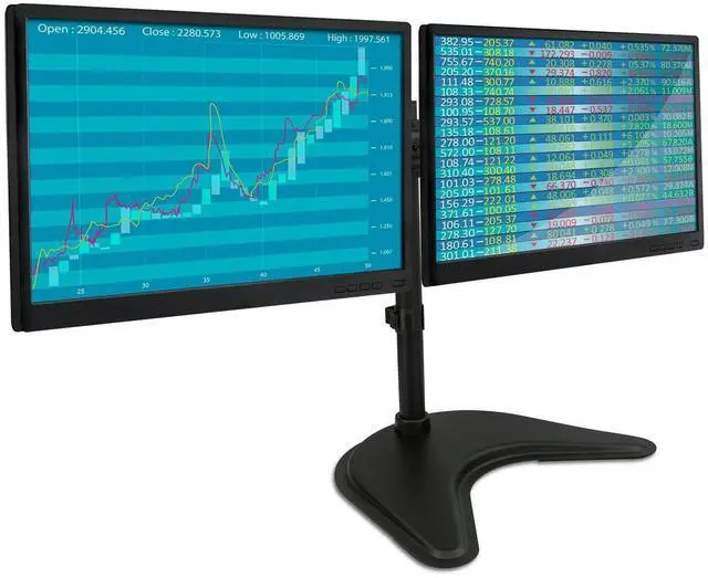 Alt view image 2 of 5 - Mount-It! Dual Monitor Stand | Height Adjustable Fits Up to 27" Screens