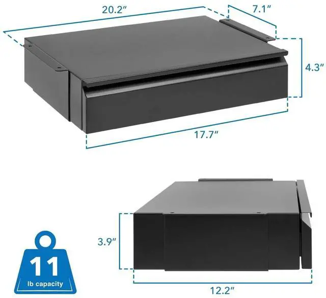 Alt view image 3 of 7 - Mount-It! Under Desk Pull-Out Drawer Kit with Smooth Sliding Track | Office Storage Organizer | Mounts to Desktops Tables and Workbenches Over 0.71 Inches Thick