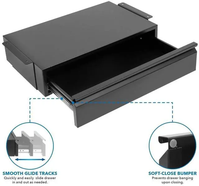Alt view image 5 of 7 - Mount-It! Under Desk Pull-Out Drawer Kit with Smooth Sliding Track | Office Storage Organizer | Mounts to Desktops Tables and Workbenches Over 0.71 Inches Thick