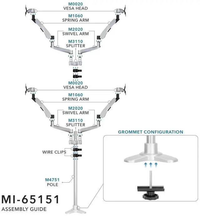 Alt view image 4 of 7 - Mount-It! Quad Monitor Desk Mount | Fits 13-27 Inch Screens