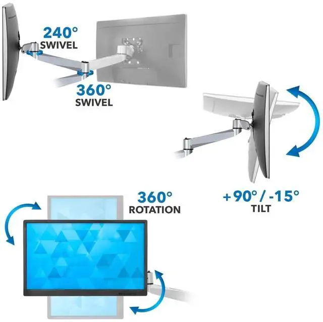 Alt view image 4 of 7 - Mount-It! Articulating Quad Monitor Desk Mount | Fits 13-27 Inch Screens