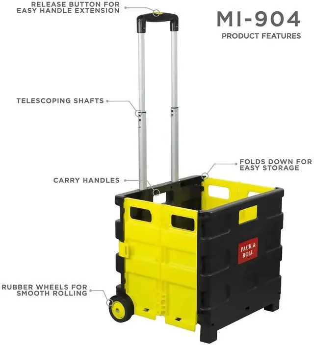 Alt view image 2 of 7 - Mount-It! Rolling Utility Cart Folding and Collapsible Hand Crate on Wheels 55 Lbs Capacity