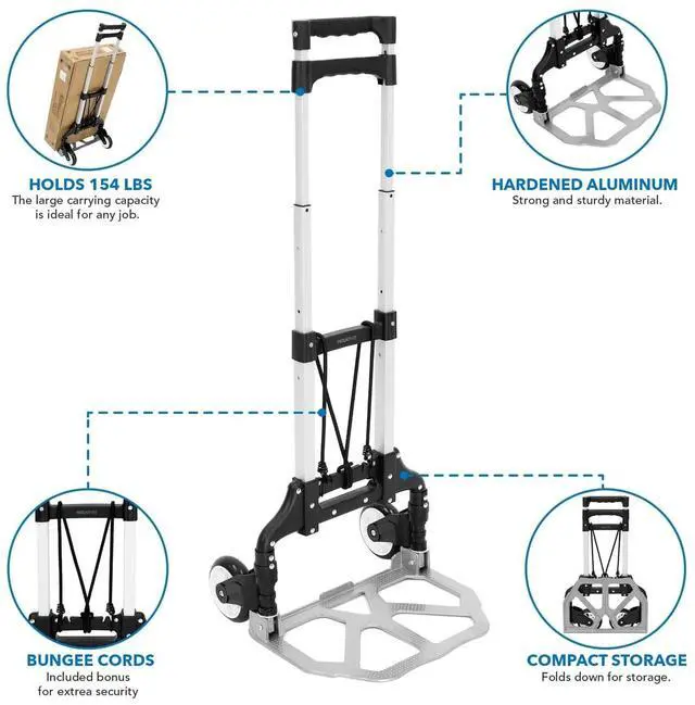 Alt view image 7 of 7 - Mount-It! Folding Hand Truck | Luggage Cart | 154 LBS Capacity