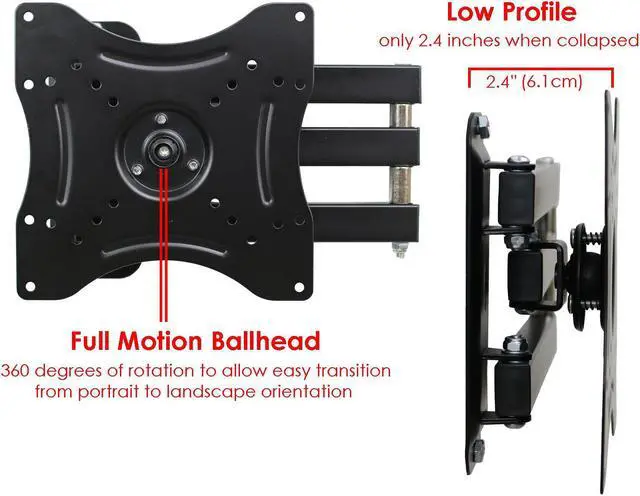 Alt view image 3 of 20 - Mount-It! Full-Motion TV Wall Mount for 23" to 55" Flat Screens (MI-2065L)