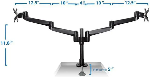 Alt view image 5 of 7 - Mount-It! Dual Monitor Desk Mount | Fits 13"-24" Computer Screens | TAA Compliant