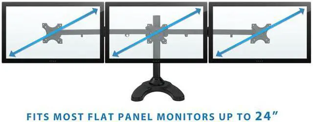 Alt view image 2 of 7 - Mount-It! Triple Monitor Stand | 3 Monitor Stand Mount | Fits 19-24 Inch Computer Screens
