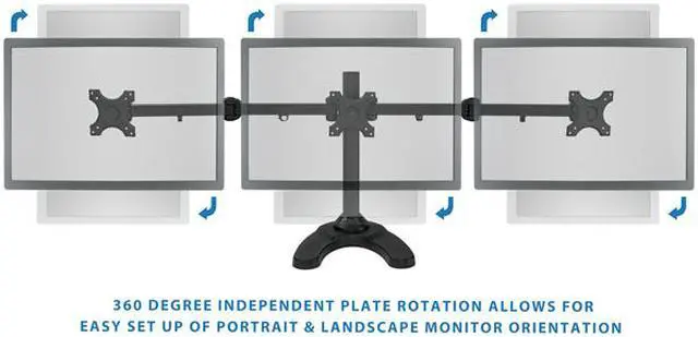 Alt view image 3 of 7 - Mount-It! Triple Monitor Stand | 3 Monitor Stand Mount | Fits 19-24 Inch Computer Screens
