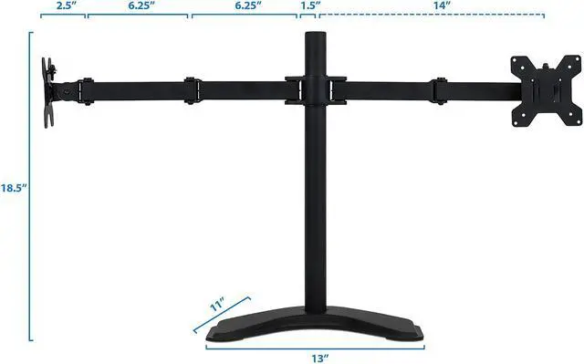 Alt view image 3 of 17 - Mount-It! Dual Monitor Stand | Fits Up to 32" Screens | Full Motion Arms
