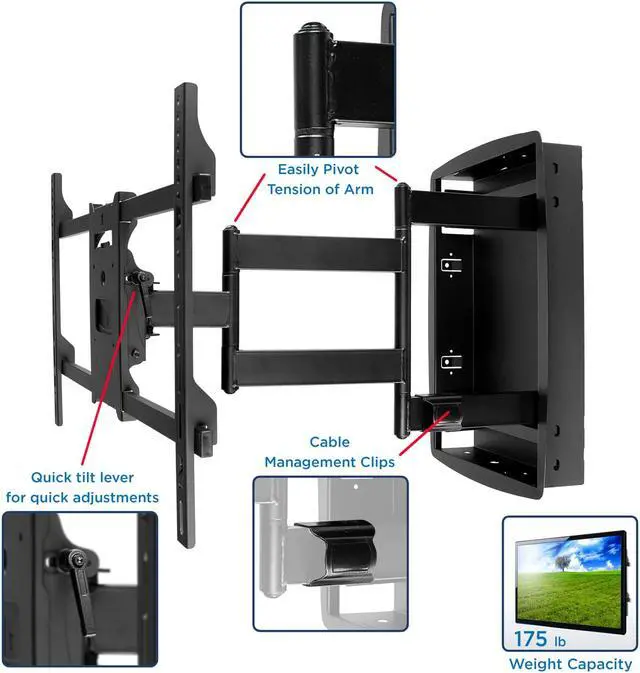 Alt view image 2 of 14 - Mount-It! Recessed TV Wall Mount | In-Wall TV Bracket for Flush Installation | Fits Screen Sizes 32-70 Inch TVs