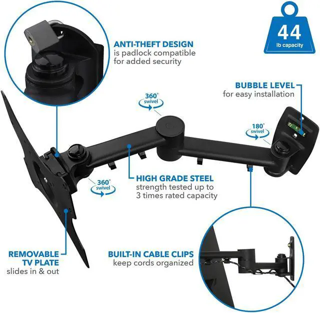 Alt view image 3 of 7 - Mount-It! TV Wall Mount Bracket | Full Motion Swing Out Tilt Swivel | Fits 13-42 Inch Flat Screens and Monitors