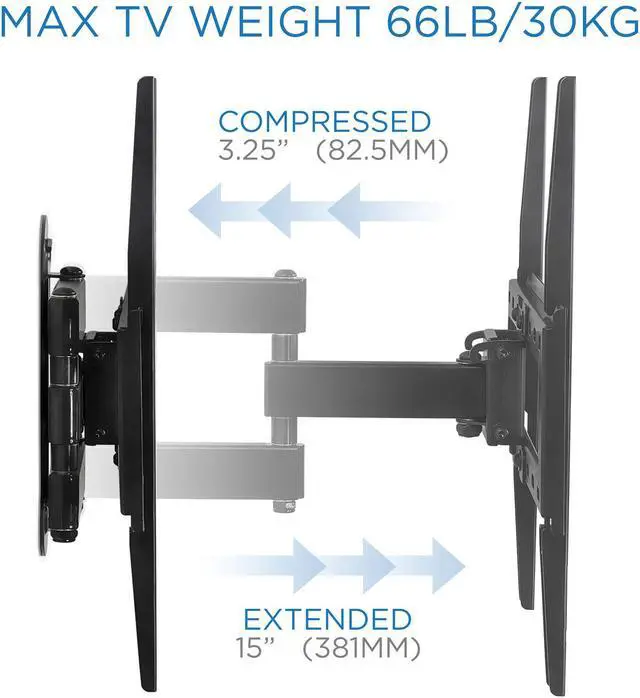 Alt view image 5 of 14 - Mount-It! Swivel TV Wall Mount Corner Bracket | Fits 32" -50" TVs