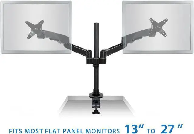 Alt view image 2 of 7 - Mount-It! Dual Monitor Desk Mount | Fits 13-24 Inch Screens | TAA Compliant | Black