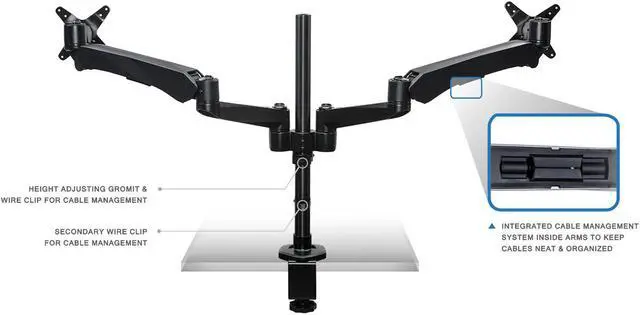 Alt view image 4 of 7 - Mount-It! Dual Monitor Desk Mount | Fits 13-24 Inch Screens | TAA Compliant | Black