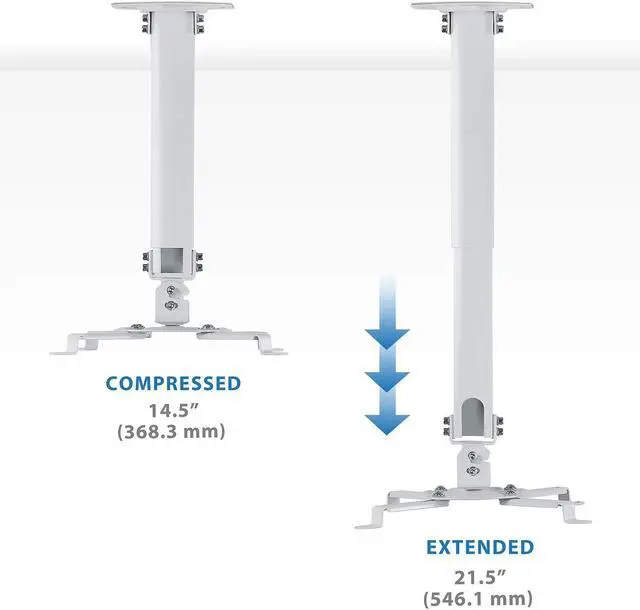 Alt view image 3 of 19 - Mount-It! Ceiling Projector Mount Height Adjustable Universal Stand MI-606B
