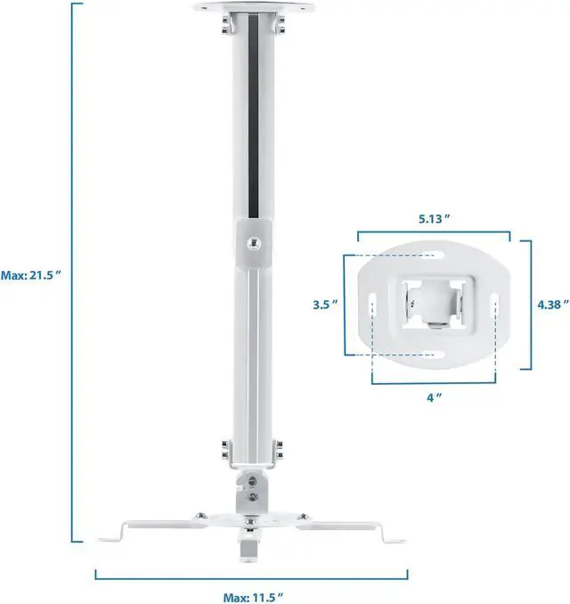 Alt view image 7 of 19 - Mount-It! Ceiling Projector Mount Height Adjustable Universal Stand MI-606B