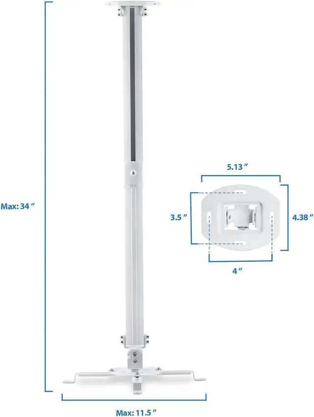 Alt view image 6 of 19 - Mount-It! Projector Ceiling Mount Height Adjustable Universal Stand (MI-606L)