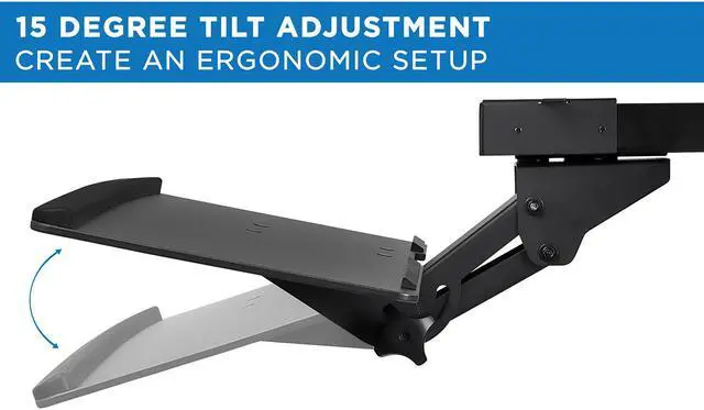 Alt view image 6 of 8 - Mount-It! Under Desk Computer Keyboard and Mouse Tray | Ergonomic Keyboard Drawer with Gel Wrist Pad | Black