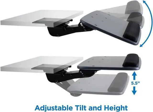 Alt view image 3 of 7 - Mount-It! Under Desk Keyboard Tray with Ergonomic Wrist Rest Pad |17.25 Inch Track