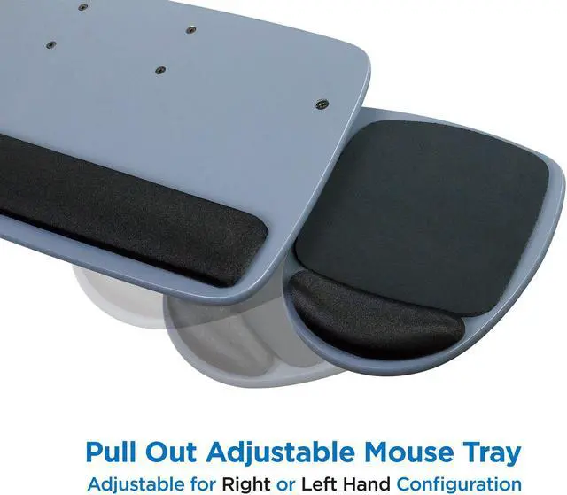 Alt view image 5 of 7 - Mount-It! Under Desk Keyboard Tray with Ergonomic Wrist Rest Pad |17.25 Inch Track