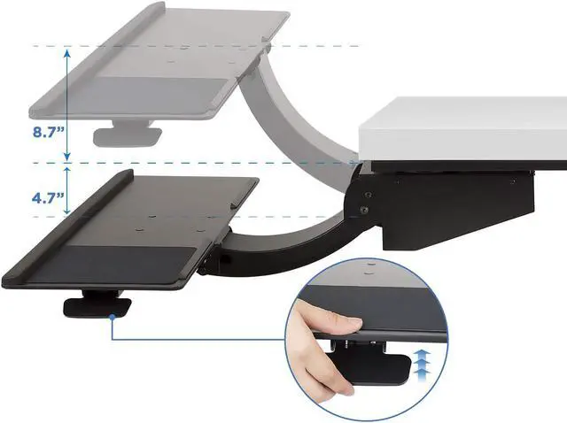Alt view image 2 of 12 - Mount-It! Sit Stand Keyboard Tray | Height Adjustable Under Desk Keyboard and Mouse Drawer | 26.5 Inch Wide Platform