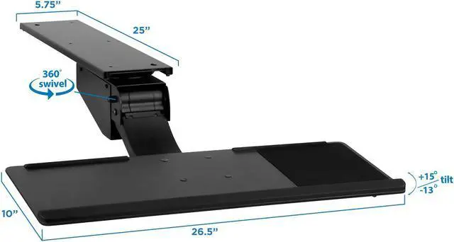Alt view image 4 of 12 - Mount-It! Sit Stand Keyboard Tray | Height Adjustable Under Desk Keyboard and Mouse Drawer | 26.5 Inch Wide Platform