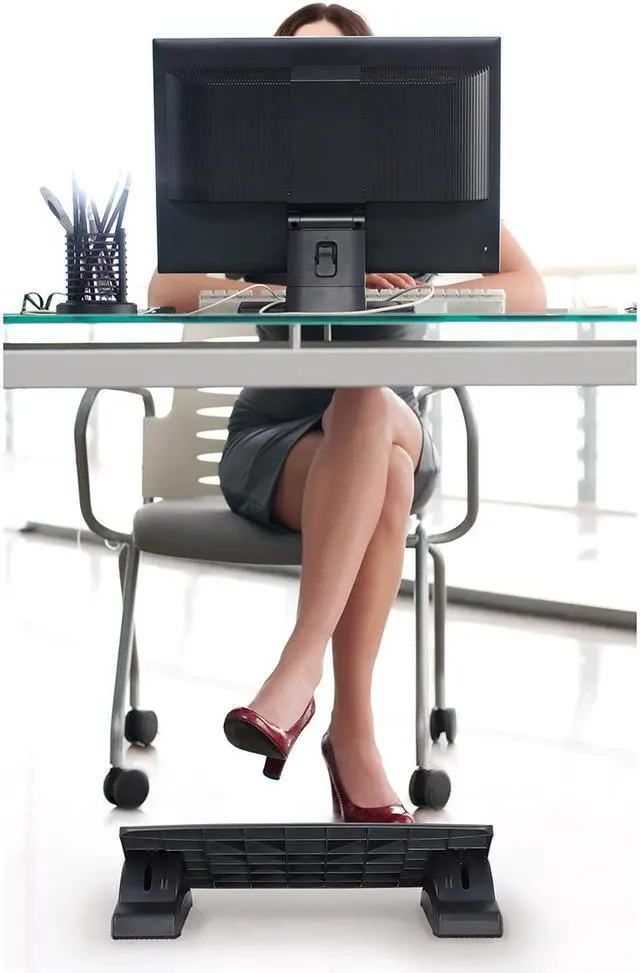 Alt view image 2 of 16 - Mount-It! Adjustable Ergonomic Foot Rest - Black