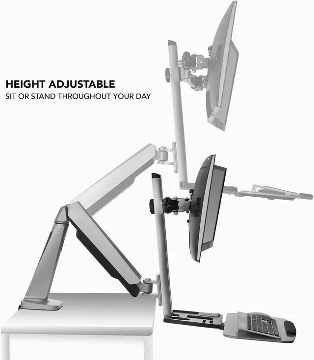 Alt view image 3 of 6 - Mount-It! Standing Desk Workstation with Dual Monitor Mount | Max 27" Screens