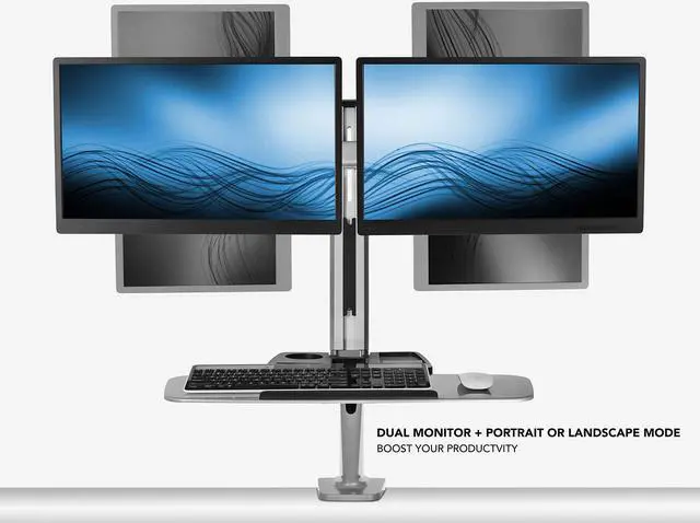 Alt view image 4 of 6 - Mount-It! Standing Desk Workstation with Dual Monitor Mount | Max 27" Screens