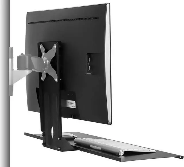 Alt view image 3 of 7 - Mount-It! Monitor and Keyboard Wall Mount Standing Workstation | 26 Inch Wide Platform