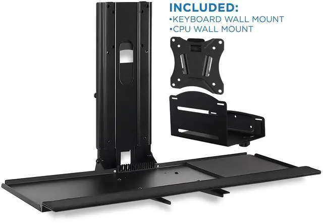 Alt view image 3 of 7 - Mount-It! Monitor and Keyboard Wall Mount with CPU Holder – MI-7919