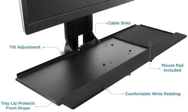 Alt view image 7 of 7 - Mount-It! Monitor and Keyboard Wall Mount with CPU Holder – MI-7919